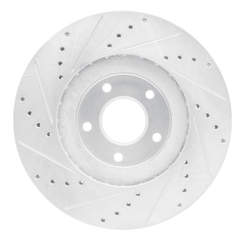 Nissan Maxima Brake Rotor (1) - Front Right - R1 Concepts - Drilled & Slotted - Silver - `03-`05
